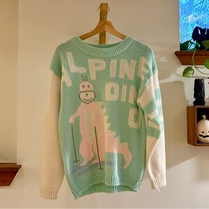 Skiing Dinosaur sweater